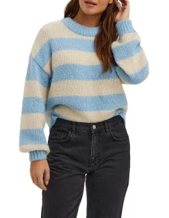 Buy π― Vero Moda Newwine O-Neck Knit Blue Bell Stripe π