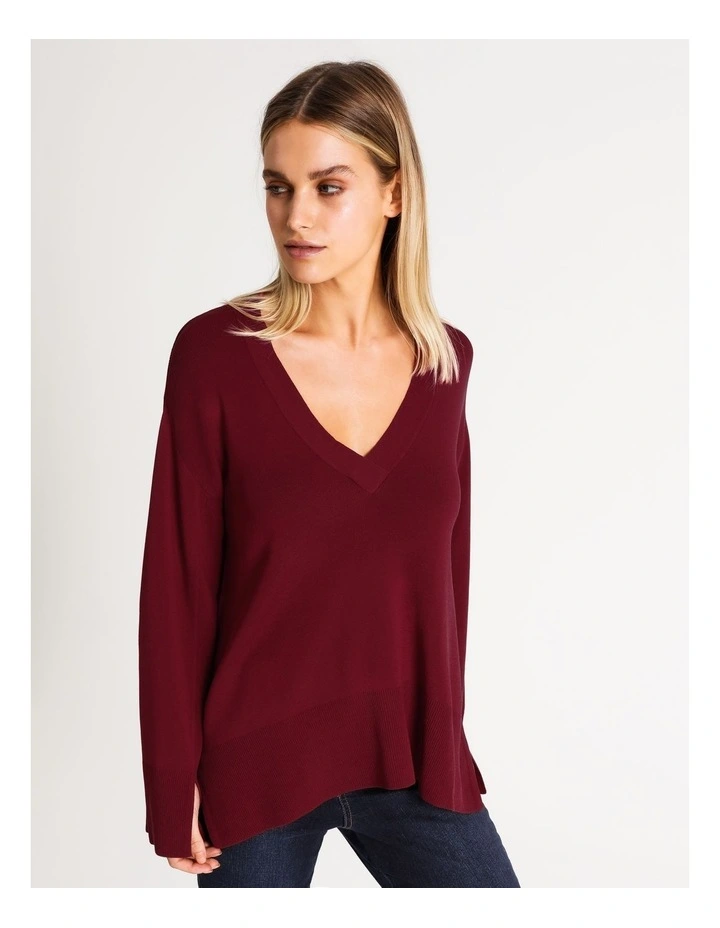 Discount π Basque V-Neck Knit Jumper Berry Red π 4 Discount π Basque V-Neck Knit Jumper Berry Red π - Image 4