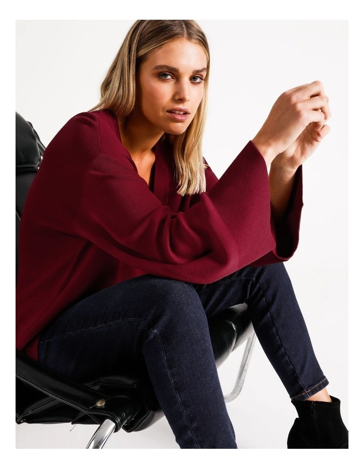 Discount π Basque V-Neck Knit Jumper Berry Red π 5 Discount π Basque V-Neck Knit Jumper Berry Red π - Image 5