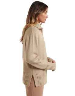 New 🎁 Forever New Reeva Zip Neck Knit Jumper Soft Camel 🔥 -Jumpsuits Store unnamed file 1048