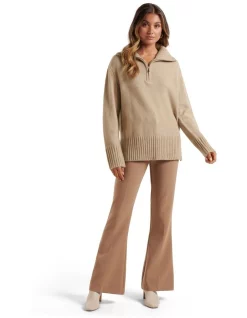 New 🎁 Forever New Reeva Zip Neck Knit Jumper Soft Camel 🔥 -Jumpsuits Store unnamed file 1050
