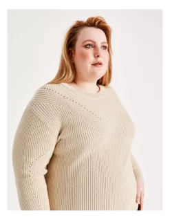 Discount ⌛ Basque Pointelle Stitch Knit Jumper In Irish Cream ✨ -Jumpsuits Store unnamed file 1094