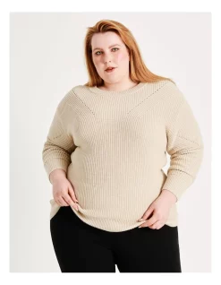 Discount ⌛ Basque Pointelle Stitch Knit Jumper In Irish Cream ✨ -Jumpsuits Store unnamed file 1096