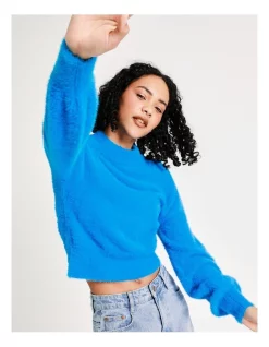 Best reviews of 💯 Miss Shop Eyelash Blouson Sleeve Jumper In Malibu Blue 🥰 -Jumpsuits Store unnamed file 1108