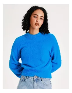 Best reviews of 💯 Miss Shop Eyelash Blouson Sleeve Jumper In Malibu Blue 🥰 -Jumpsuits Store unnamed file 1109