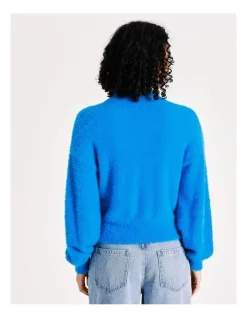 Best reviews of 💯 Miss Shop Eyelash Blouson Sleeve Jumper In Malibu Blue 🥰 -Jumpsuits Store unnamed file 1111