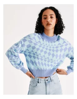 Cheapest 🌟 Miss Shop Warped Check Jumper In Lilac/Mint ⭐
