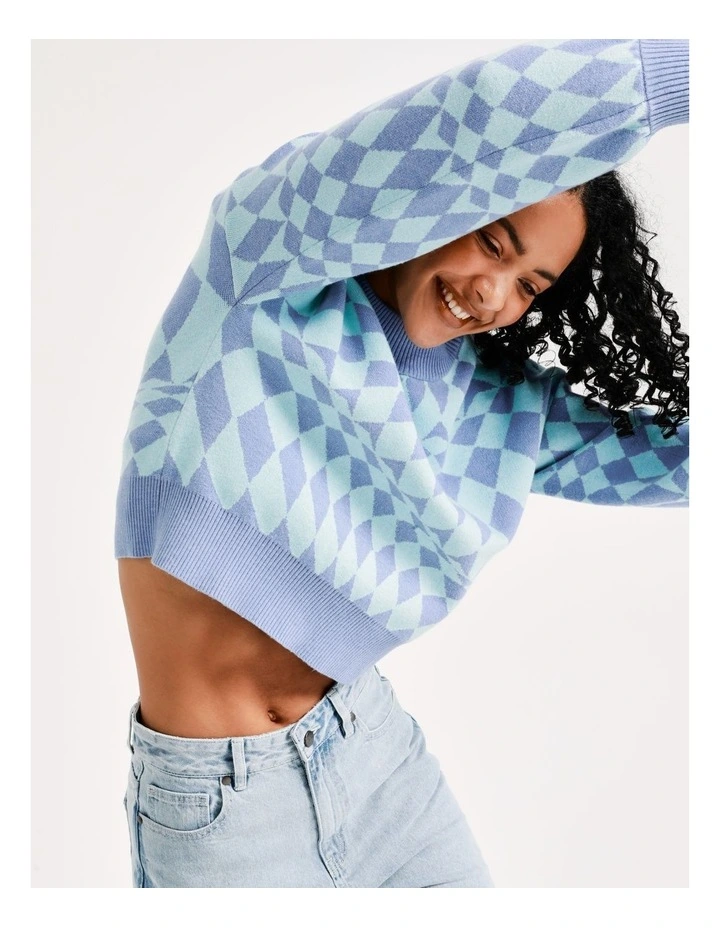Cheapest π Miss Shop Warped Check Jumper In Lilac/Mint β 6 Cheapest π Miss Shop Warped Check Jumper In Lilac/Mint β - Image 6