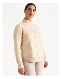 Buy π₯° Regatta Stand Neck Curved Hem Jumper With Centre Front Seam Ivory β¨
