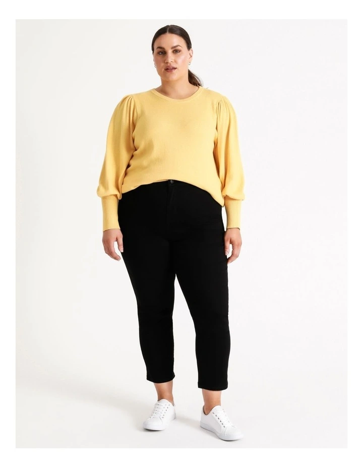 Budget π Piper Fine Gauge Puff Sleeve Jumper In Butter π 1 Budget π Piper Fine Gauge Puff Sleeve Jumper In Butter π