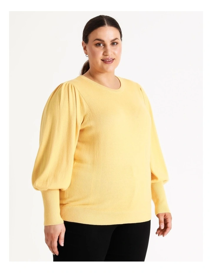 Budget π Piper Fine Gauge Puff Sleeve Jumper In Butter π 2 Budget π Piper Fine Gauge Puff Sleeve Jumper In Butter π - Image 2