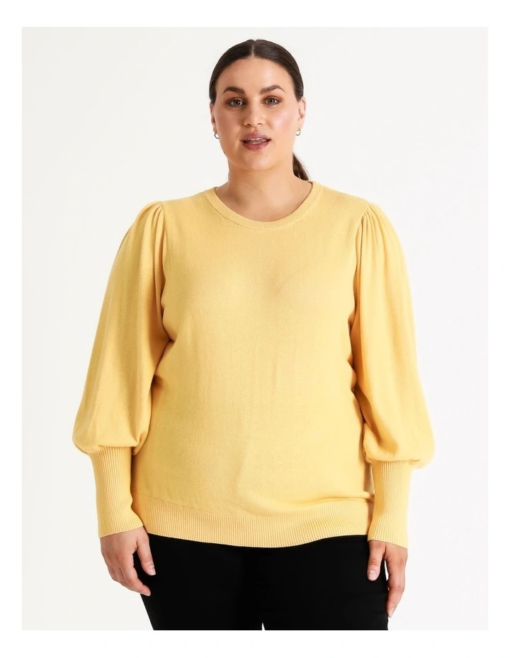 Budget π Piper Fine Gauge Puff Sleeve Jumper In Butter π 3 Budget π Piper Fine Gauge Puff Sleeve Jumper In Butter π - Image 3