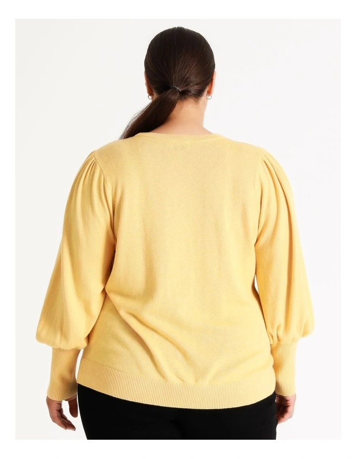 Budget π Piper Fine Gauge Puff Sleeve Jumper In Butter π 6 Budget π Piper Fine Gauge Puff Sleeve Jumper In Butter π - Image 6