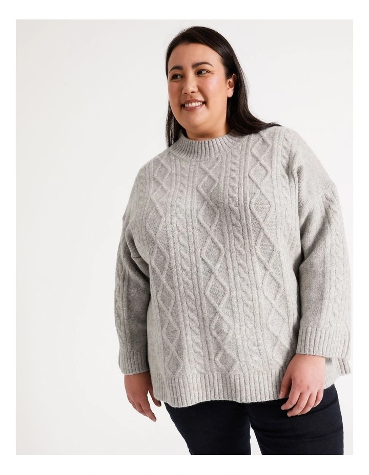 Outlet 𧨠Regatta Cable Jumper With Wide Sleeve In Grey Marle π 3 Outlet 𧨠Regatta Cable Jumper With Wide Sleeve In Grey Marle π - Image 3