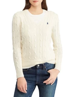 Outlet β Polo Ralph Lauren Cable-Knit V-Neck Sweater π―