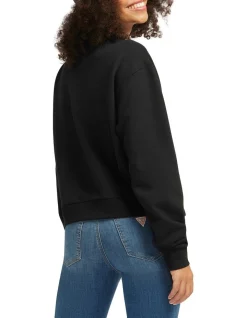 Deals 🛒 Guess Crew Neck Icon Sweatshirt Jet Black ⭐ -Jumpsuits Store unnamed file 119