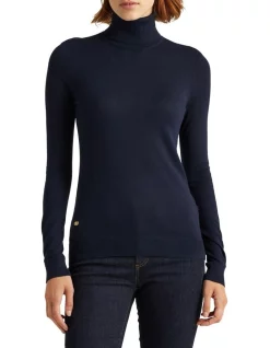 Flash Sale π― Lauren Ralph Lauren Silk Blend Turtleneck Sweater Navy π―
