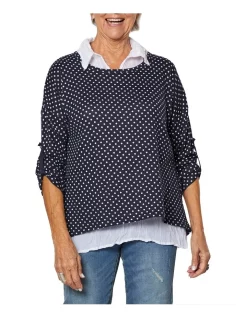 Cheap 𧨠Gordon Smith Spot 2 In 1 Knit Top Navy β