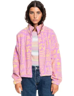Outlet 👏 Quiksilver Polar Session Zip-Up Fleece Orchid Flower Tropical Trip ✨