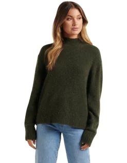 Cheapest ⭐ Forever New Elena Stand Neck Essential Knit Jumper Pine Green 🥰