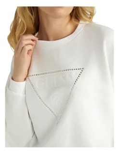 Brand new ⌛ Guess Rosatea Sweatshirt In White 🌟 -Jumpsuits Store unnamed file 1258