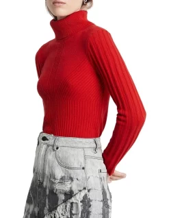 Deals 🥰 Sass & Bide Locking Eyes Cashmere Rollneck Knit Scarlet ❤️ -Jumpsuits Store unnamed file 1274