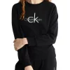 Cheap 💯 Calvin Klein Logo Lounge Refresh Long Sleeve Sweatshirt In Black 💯
