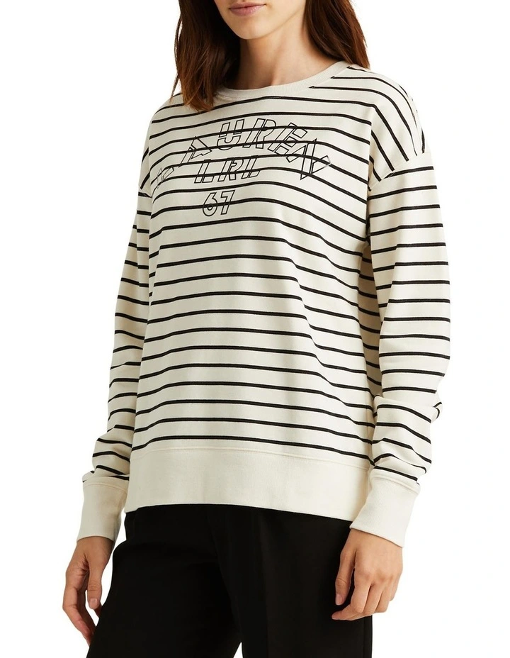 Best Pirce π Lauren Ralph Lauren Striped Logo French Terry Pullover In Cream π 1 Best Pirce π Lauren Ralph Lauren Striped Logo French Terry Pullover In Cream π