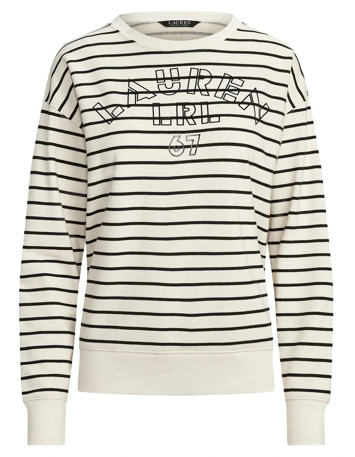 Best Pirce π Lauren Ralph Lauren Striped Logo French Terry Pullover In Cream π 4 Best Pirce π Lauren Ralph Lauren Striped Logo French Terry Pullover In Cream π - Image 4