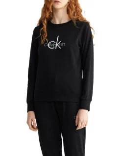 Cheap 💯 Calvin Klein Logo Lounge Refresh Long Sleeve Sweatshirt In Black 💯 -Jumpsuits Store unnamed file 131