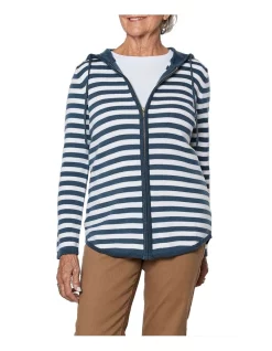 Coupon 🛒 Gordon Smith Stripe Knit Hoodie Indigo ✨