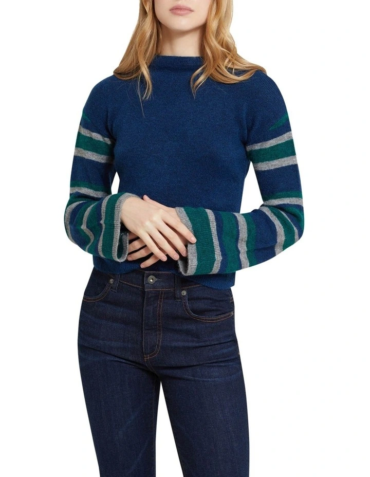 Promo π Oxford Julietta Striped Sleeve Soft Knit Jumper Blue/Green π 1 Promo π Oxford Julietta Striped Sleeve Soft Knit Jumper Blue/Green π