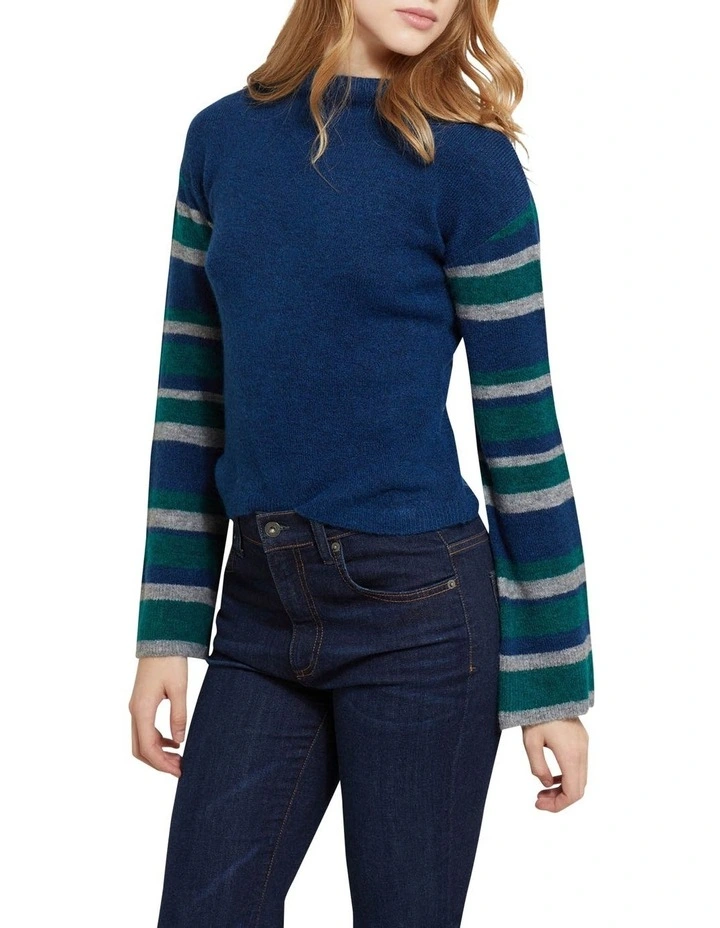 Promo π Oxford Julietta Striped Sleeve Soft Knit Jumper Blue/Green π 2 Promo π Oxford Julietta Striped Sleeve Soft Knit Jumper Blue/Green π - Image 2