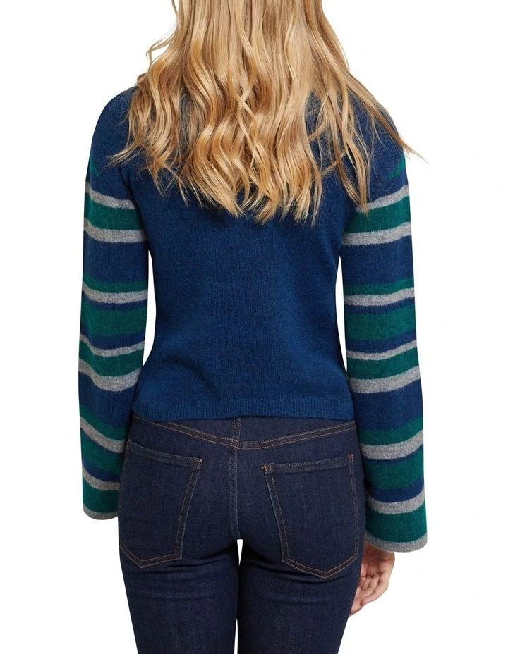Promo π Oxford Julietta Striped Sleeve Soft Knit Jumper Blue/Green π 3 Promo π Oxford Julietta Striped Sleeve Soft Knit Jumper Blue/Green π - Image 3