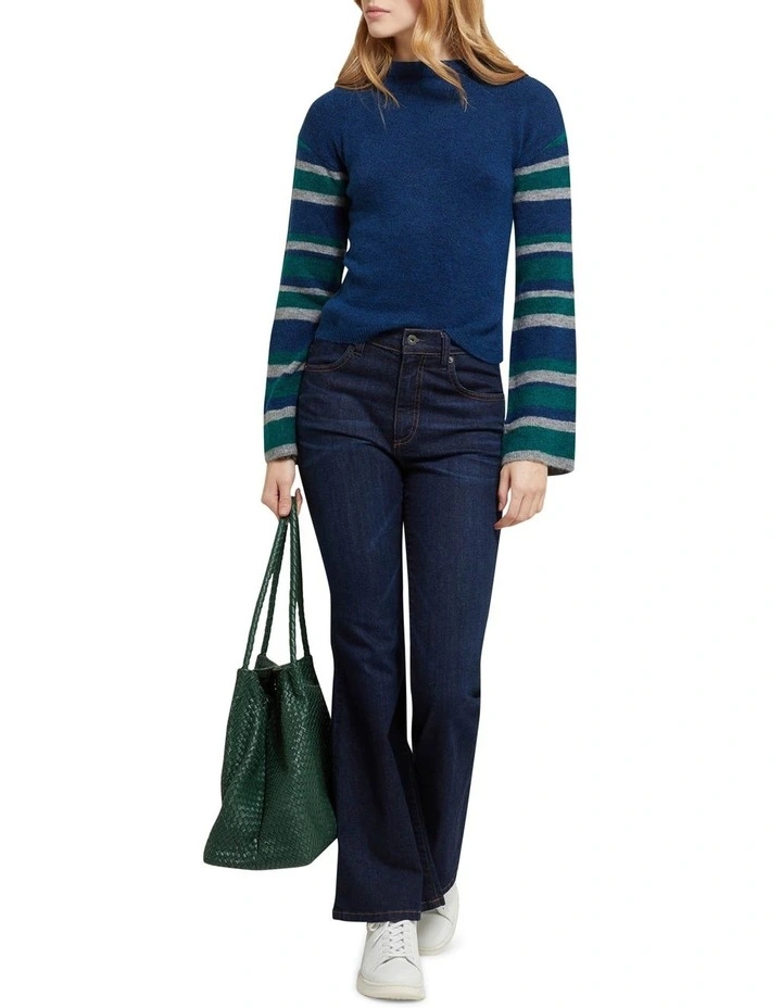Promo π Oxford Julietta Striped Sleeve Soft Knit Jumper Blue/Green π 5 Promo π Oxford Julietta Striped Sleeve Soft Knit Jumper Blue/Green π - Image 5
