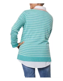 Deals 🎁 Gordon Smith Stripe Knit Jumper Lagoon 😀 -Jumpsuits Store unnamed file 1349