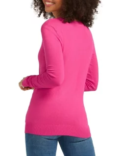 Cheapest 🎉 Guess Paulette Round Neck Long Sleeve Sweater Full Bloom Pink 😉 -Jumpsuits Store unnamed file 1353