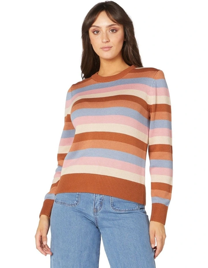 Outlet π Princess Highway Mika Stripe Loose Sweater Tan π 1 Outlet π Princess Highway Mika Stripe Loose Sweater Tan π