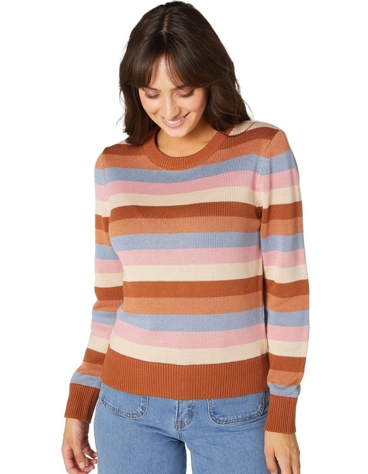 Outlet π Princess Highway Mika Stripe Loose Sweater Tan π 3 Outlet π Princess Highway Mika Stripe Loose Sweater Tan π - Image 3