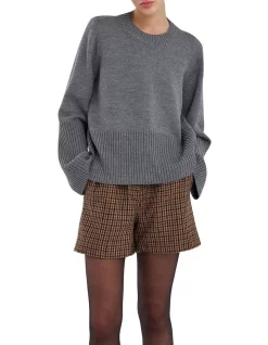 Cheapest βοΈ Skin And Threads Funnel Sleeve Knit Jumper Grey Marle π