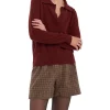 Coupon ⭐ Skin And Threads Knitted Cashmere Polo Top Plum 👍