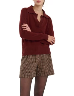 Coupon β Skin And Threads Knitted Cashmere Polo Top Plum π