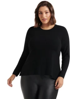 Buy π Forever New Curve Amelia Hanky Hem Knit Top Black π