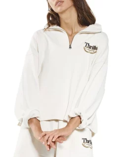 Budget 🎁 Thrills Deluxe 3/4 Zip Pullover In White 🎁