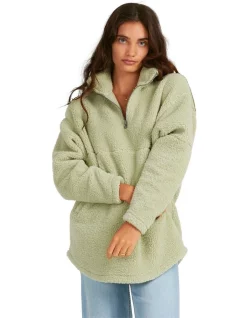 Best Sale ⭐ Billabong Keep Up Half Zip Jumper Green 🔥