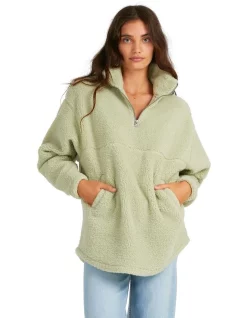 Best Sale ⭐ Billabong Keep Up Half Zip Jumper Green 🔥 -Jumpsuits Store unnamed file 1482