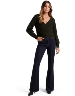 Budget 😍 Forever New Ettie Wrap Knit Jumper Dark Khaki 🔥 -Jumpsuits Store unnamed file 1488