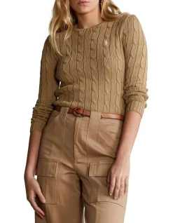 Buy 𧨠Polo Ralph Lauren Cable Knit Cotton Sweater In Brown π