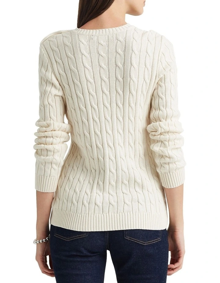 Buy π Lauren Ralph Lauren Button Trim Cable Knit Sweater Cream π 2 Buy π Lauren Ralph Lauren Button Trim Cable Knit Sweater Cream π - Image 2