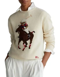 Best deal π₯ Polo Ralph Lauren Polo Bear Embroidered Sweater White π